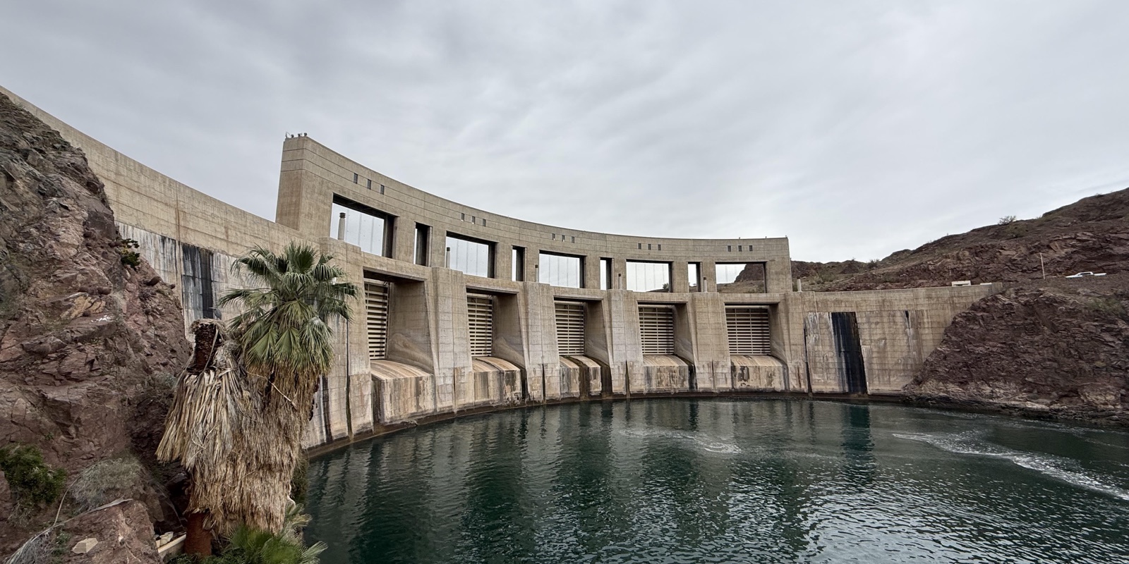 Parker Dam spillways and the Colorado River below Lake Havasu